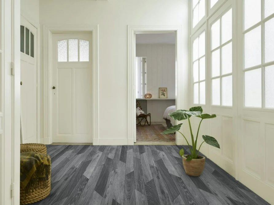 Linoleum Rezidential Antiderapant Clasa 21, Belgia, Model Hungarian Oak 990D, Design Imitatie Parchet, Stejar Gri Rustic, Suport Spuma, Grosime 2.3 mm, PVC [3]