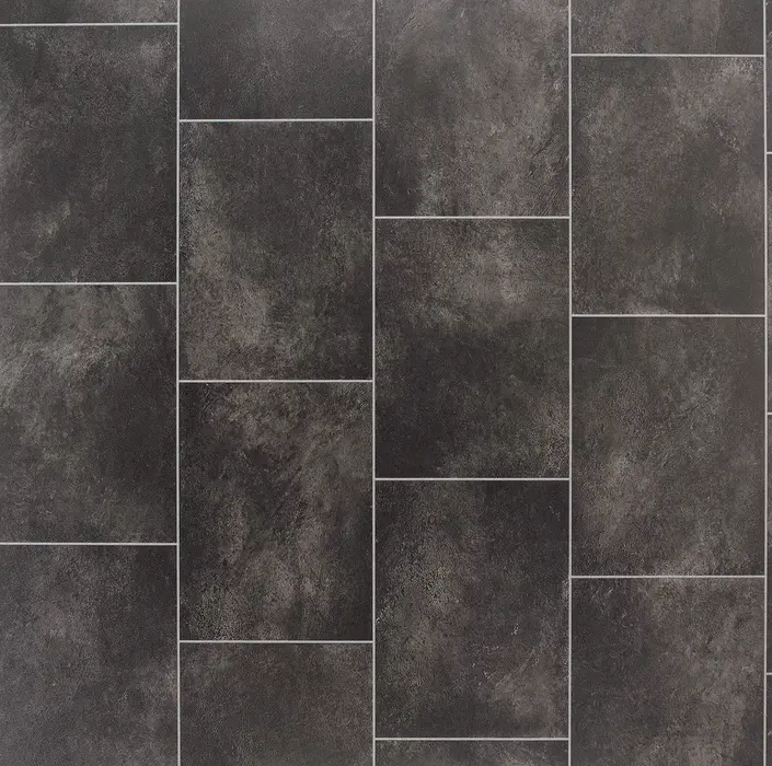 Linoleum Rezidential Antiderapant Clasa 21, Belgia, Model Lara 8409, Suport Spuma, Grosime 2.3 mm, Imitatie Gresie, Gri, Maro, PVC [1]