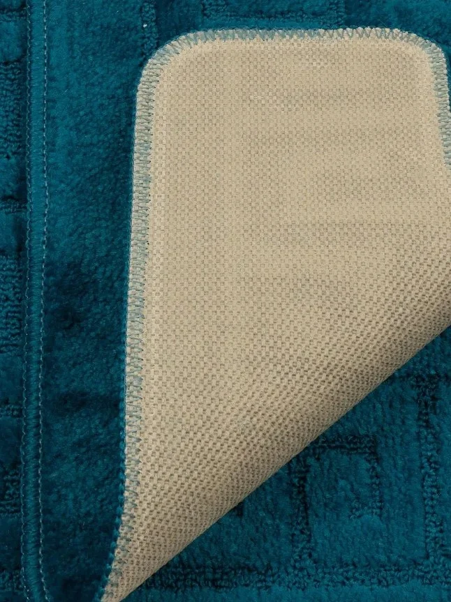 Set 2 Covorase Baie Model Ethnic 25495 Marimi 60 x 100 / 50 x 60 cm, Turcoaz, Antiderapant, Antialergic, Polipropilena [4]