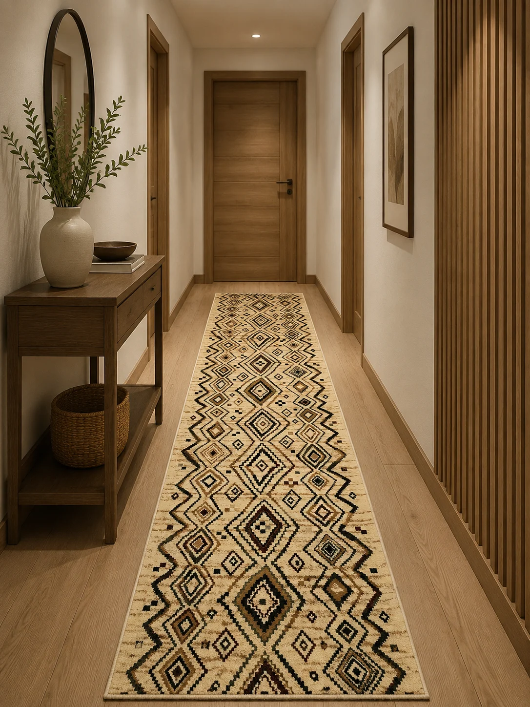 Traversa Lotos 15094-110 bej crem design oriental clasic medalion central bordura ornamentala [4]