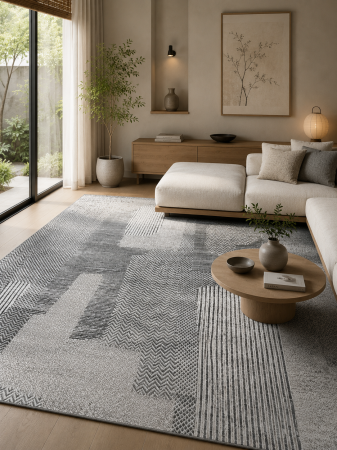 Covoare living - Covor Model Anny 33045‑160, Gri, Inaltime Fir 7 mm, Antialergic, Polipropilena, Living, Dormitor, Sufragerie, Birou