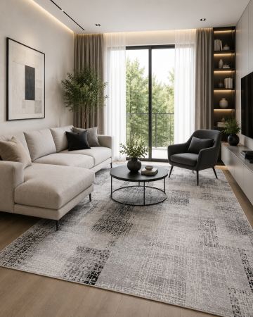 Covoare living - Covor Model Anny 33046‑160, Gri Bej Inaltime Fir 7 mm, Antialergic, Polipropilena, Living, Dormitor, Sufragerie, Birou