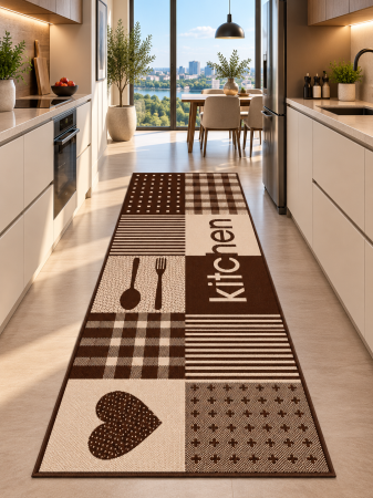 Covoare moderne - Covor bucatarie Flex 19053-19 maro aspect sisal antiderapant 75x200cm