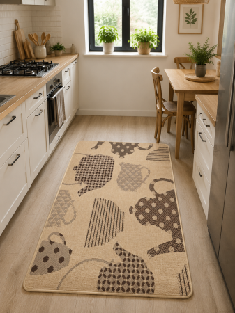 Bucătărie - Covor bucatarie Flex 19056-19 maro aspect sisal antiderapant 75x200cm