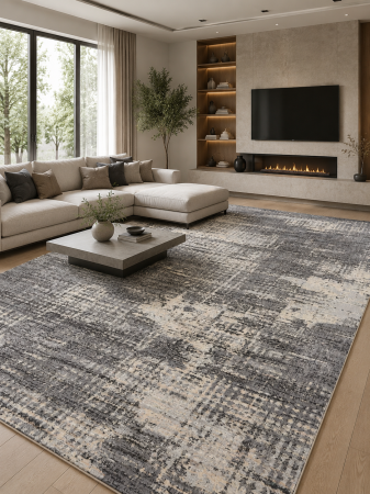 Covoare living - Covor Model Calvin Klein CK953, Gri, Bej, Modern, Ideal pentru Living, Dormitor, Birou, Sufragerie