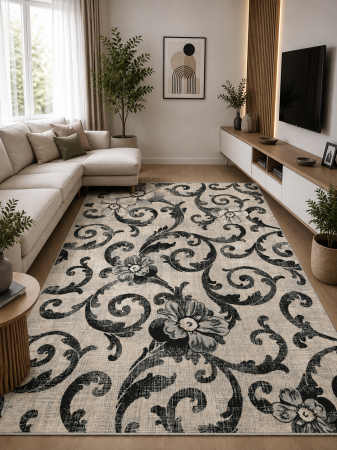 Clasice & Elegante - Covor Cappuccino 16003-81 Gri Floral Ornamental Clasic Polipropilena Frieze