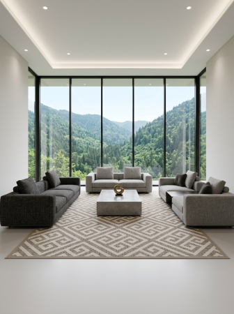 Covor Cappuccino 16063-10 alb bej design geometric modern meandru polipropilena frieze [4]