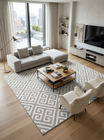 Covor Cappuccino 16063-19 Gri Geometric Modern Polipropilena Frieze [2]