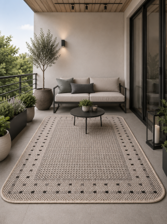 Covoare bucatarie - Covor bucatarie Flex 1963-19 crem aspect iuta antiderapant 150x230cm