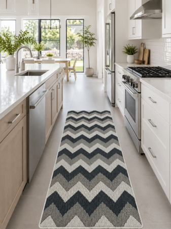 Covoare bucatarie - Covor bucatarie Flex 19641-08 gri aspect sisal antiderapant 75x150cm