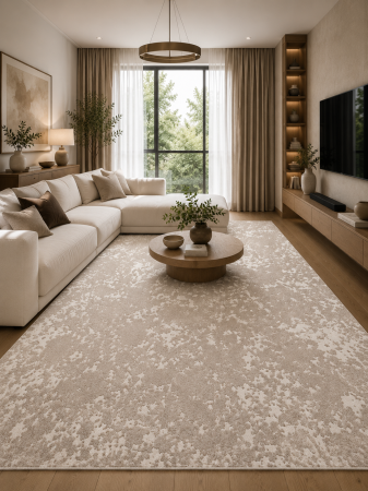 Covoare moderne - Covor Itea 42003-102, Marime 200 x 300 cm, Bej, Inaltime Fir 10 mm, Antialergic, Polipropilena, Living, Dormitor