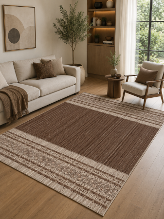 Covoare clasice - Covor Model Iuta Natura 971‑91, Marime 50 x 80 cm, Maro, Inaltime Fir Tesatură plată, Antialergic, Polipropilena, Bucatarie, Hol, Balcon