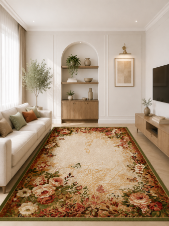 Clasice & Elegante - Covor Lotos 15003-130 Bej Verde Polipropilena Friese