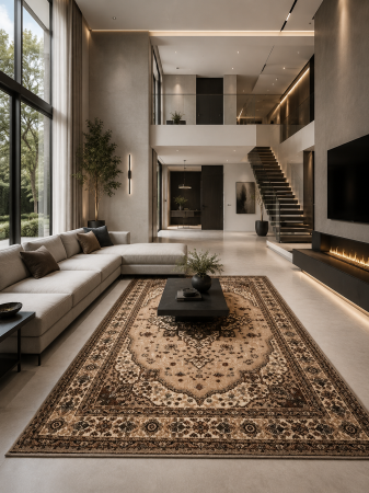Covoare clasice - Covor Lotos 15082-110 Crem-Bej Design Clasic Oriental Medalion Polipropilena Friese