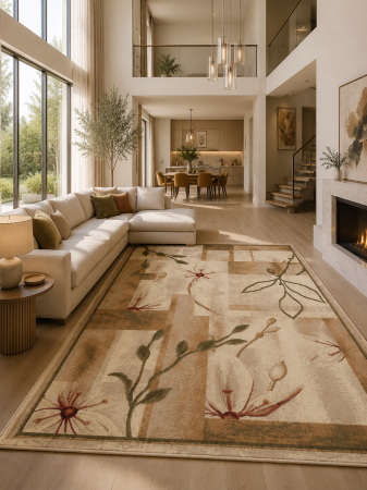 Clasice & Elegante - Covor Lotos 1510-100 bej crem design modern cu motive florale
