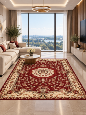 Clasice & Elegante - Covor Lotos 1520-210 grena rosu design clasic cu motive florale
