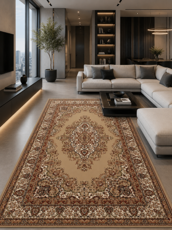 Covoare clasice - Covor Lotos 1524-110 bej maro design clasic floral