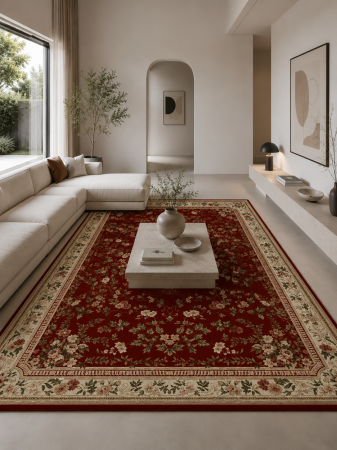 Covoare clasice - Covor Lotos 1525-210 grena rosu design clasic elegant
