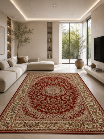 Covoare clasice - Covor Lotos 1555-210 grena rosu design modern geometric