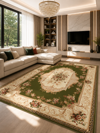Clasice & Elegante - Covor Lotos 507-301 crem verde design clasic oriental medalion central