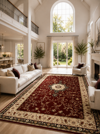 Covoare living - Covor Lotos 523-210 rosu design clasic oriental cu medalion central
