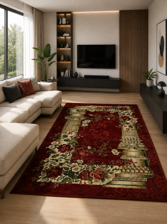 Clasice & Elegante - Covor Lotos 532-210 rosu design clasic floral