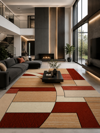 Urban & Industrial - Covor Lotos 538-825 crem rosu design modern geometric abstract