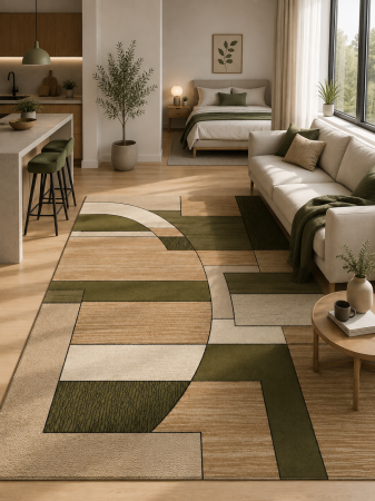 Covoare dreptungiulare si patrate - Covor Lotos 538-836 verde design modern geometric cu forme abstracte