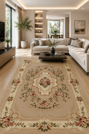 Covoare dreptungiulare si patrate - Covor Lotos 570-100 bej crem design clasic floral
