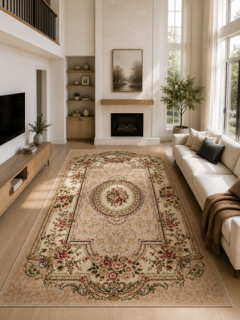 Clasice & Elegante - Covor clasic tip persan Lotos 571-110 Bej medalion central floral oriental