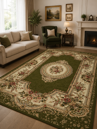 Clasice & Elegante - Covor Lotos 571-310 verde design clasic cu motive orientale