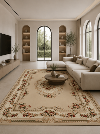 Covoare dreptungiulare si patrate - Covor Lotos 575-110 bej design clasic floral polipropilena Heat-Set Frieze