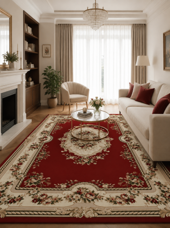 Covoare clasice - Covor Lotos 575-210 grena rosu design clasic floral