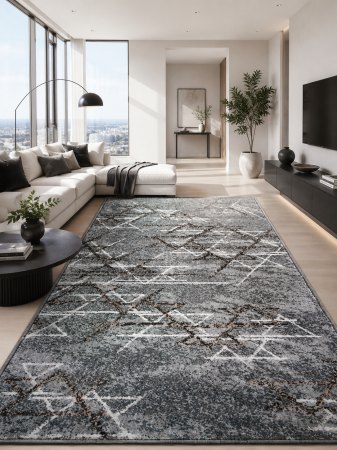 Covoare living - Covor Model Mira 24032-196, Gri Maro ,Inaltime Fir 6 mm, Antialergic, Polipropilena, Living, Dormitor, Sufragerie, Birou