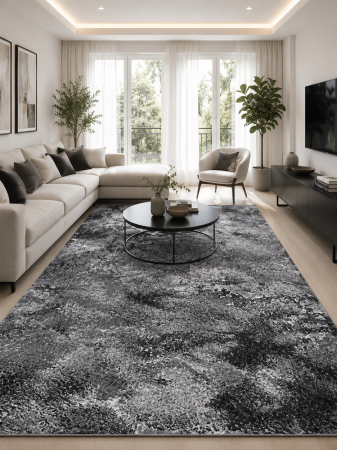Urban & Industrial - Covor Model Mira 24137-162, Gri, Inaltime Fir 6 mm, Antialergic, Polipropilena, Living, Dormitor, Sufragerie, Birou
