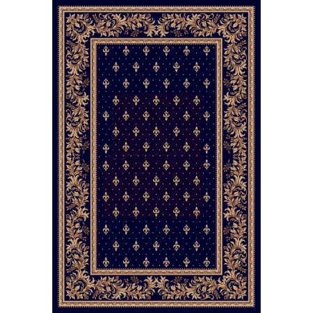 Covoare bisericesti - Covor Model Bisericesc Lotos 15033-810, Albastru, Inaltime Fir 9 mm, Antialergic, Polipropilena, Manastire, Biserica, Altar, Naos, Pronaos, Capela, Chilie, Hol, Birou