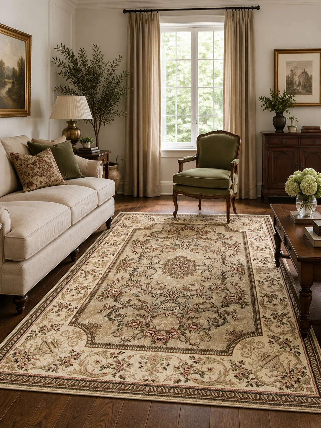 Covoare living - Covor Lotos 15091-110 Crem-Bej Design Clasic Oriental Medalion Polipropilena Friese