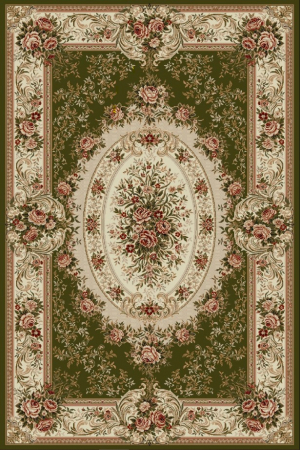 Covoare clasice - Covor Model Lotos 1529-310, Verde, Inaltime Fir 9 mm, Antialergic, Polipropilena, Living, Dormitor, Sufragerie, Birou