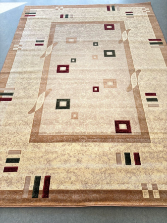 Covoare - Covor Model Lotos 579-110, Bej, Crem, Inaltime Fir 8 mm, Antialergic, Polipropilena, Living, Dormitor, Sufragerie, Birou