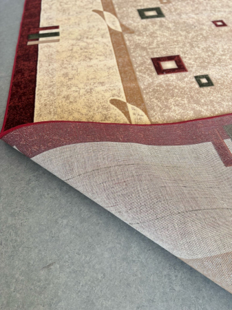 Covor Model Lotos 579-120, Rosu, Crem, Inaltime Fir 8 mm, Antialergic, Polipropilena, Living, Dormitor, Sufragerie, Birou [7]