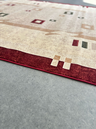 Covor Model Lotos 579-120, Rosu, Crem, Inaltime Fir 8 mm, Antialergic, Polipropilena, Living, Dormitor, Sufragerie, Birou [5]