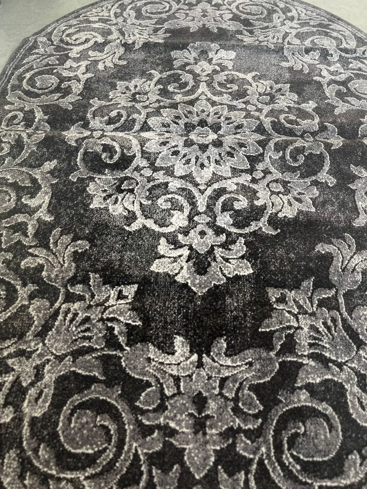 Covor oval Model Mira 24016-196, Gri, Inaltime Fir 6 mm, Antialergic, Polipropilena, Living, Dormitor, Sufragerie, Birou [9]