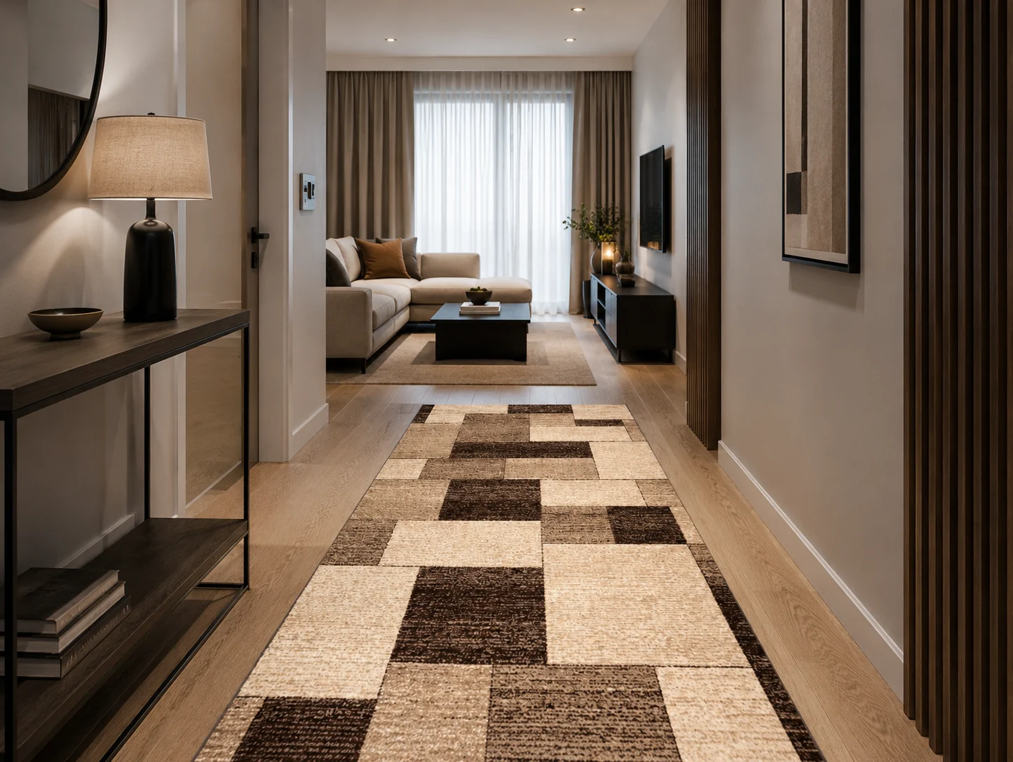 Covoare living - Covor Model Mira 24143-140  Gri, Maro Inaltime Fir 6 mm, Antialergic, Polipropilena, Living, Dormitor, Sufragerie, Birou