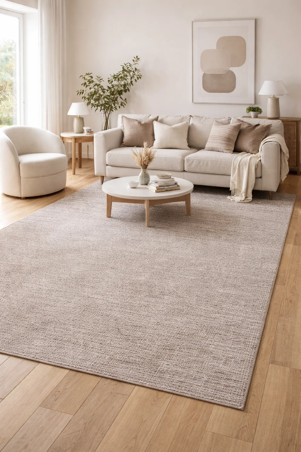 Covoare living - Covor Model Mira 24171-120, Bej Maro Inaltime Fir 6 mm, Antialergic, Polipropilena, Living, Dormitor, Sufragerie, Birou