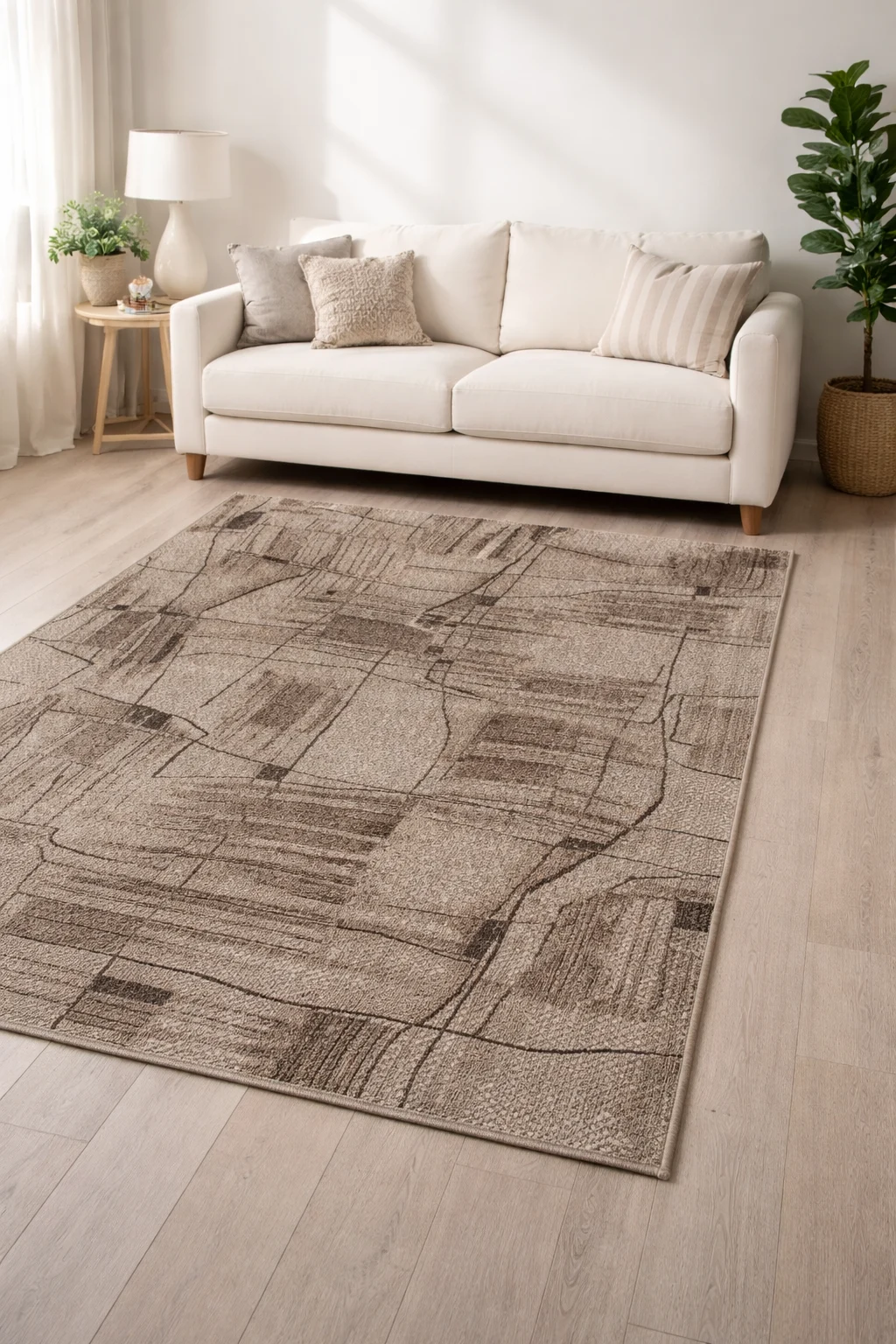Covoare moderne - Covor Model Mira 24137-122,  Maro Inaltime Fir 6 mm, Antialergic, Polipropilena, Living, Dormitor, Sufragerie, Birou