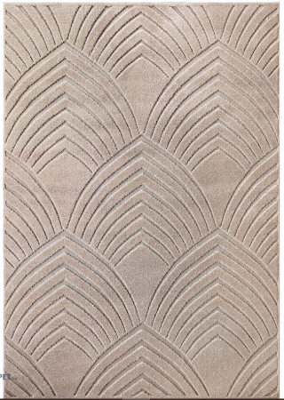 Covoare - Covor Model Oksi 38009‑202, Bej, Inaltime Fir 6,5 mm, Antialergic, Polipropilena, Living, Dormitor, Hol