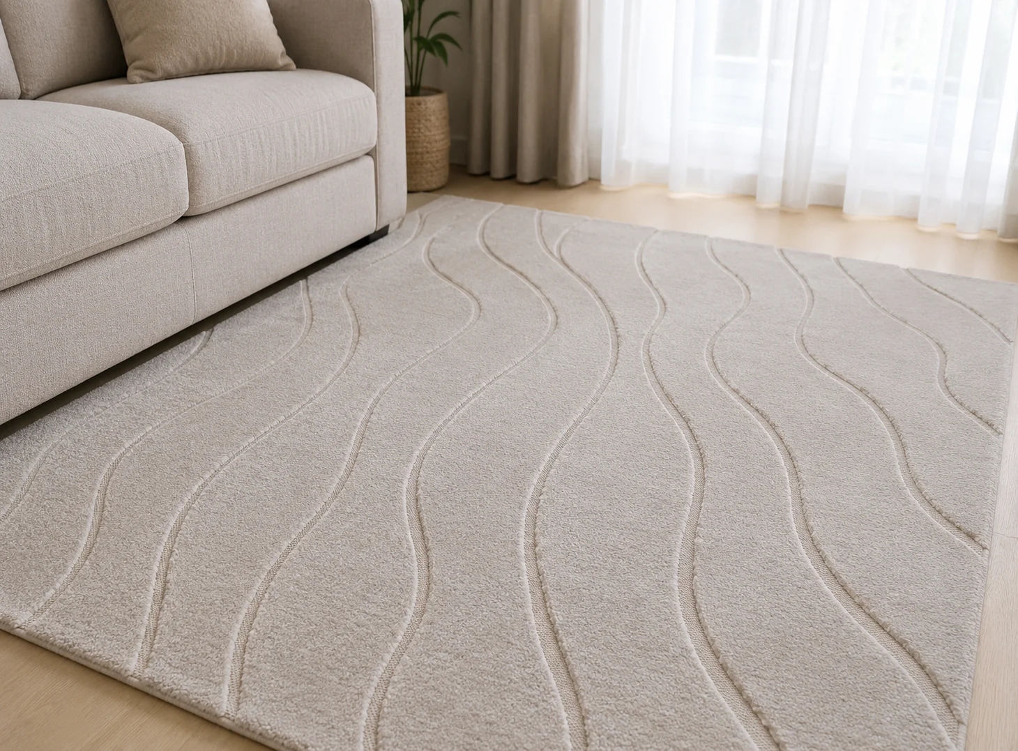 Covoare moderne - Covor Model Oksi 38012‑202, Bej, Inaltime Fir 6,5 mm, Antialergic, Polipropilena, Living, Dormitor, Hol