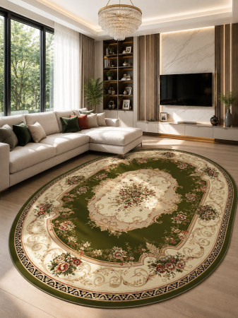Clasice & Elegante - Covor Lotos 507-301 crem verde design clasic oriental cu medalion central