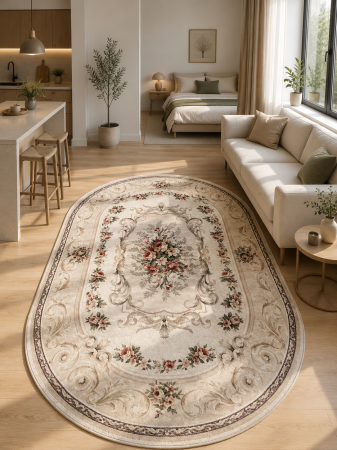Covoare clasice - Covor oval Lotos 535-106 bej crem design clasic persan motive florale