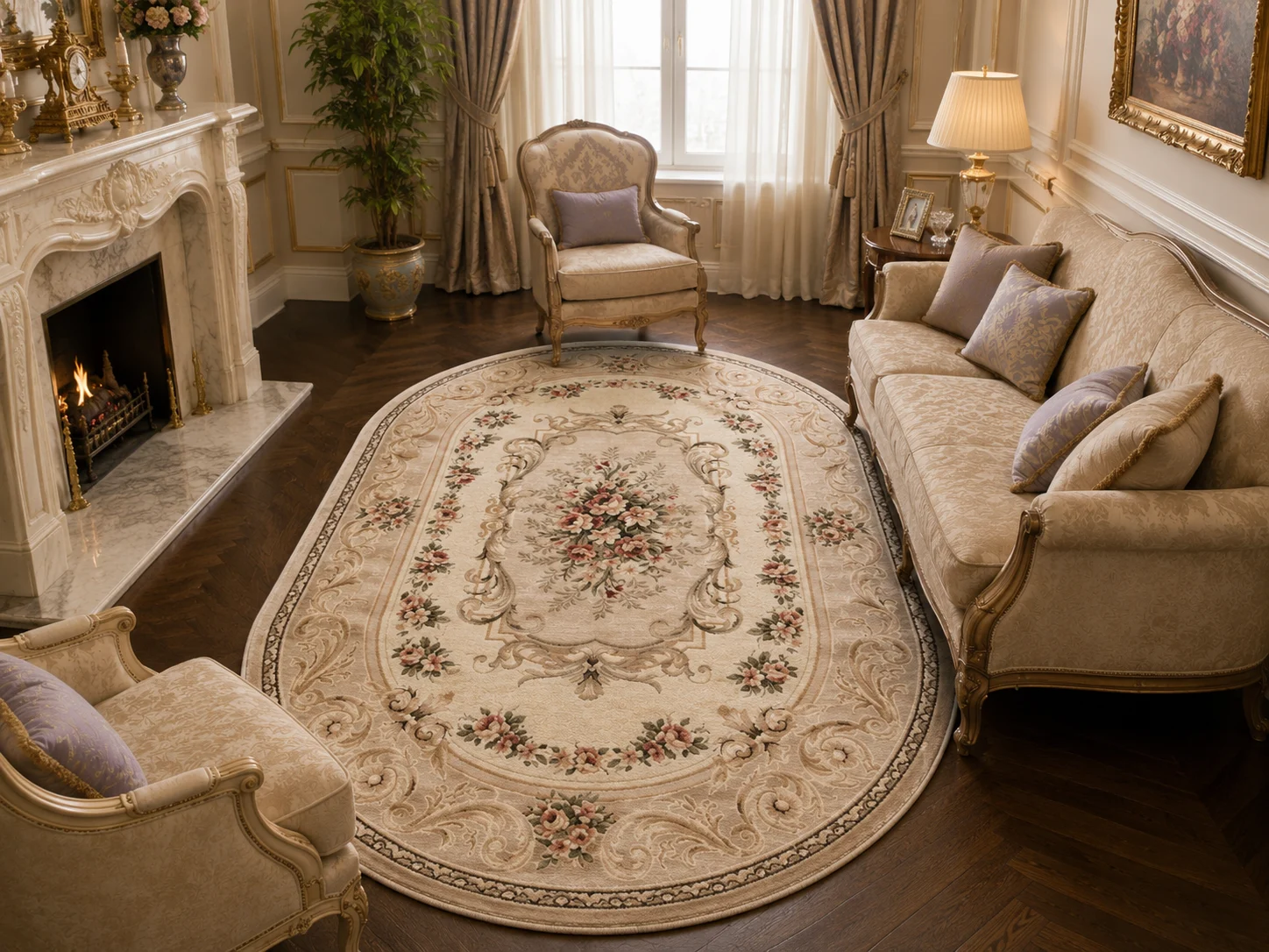 Covoare - Covor oval Lotos 535-106 bej crem design clasic persan motive florale